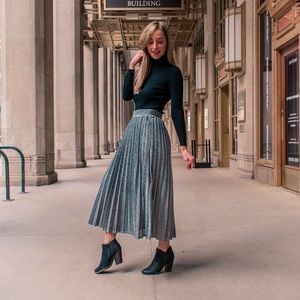 Chicwish Silver Pleated Maxi Skirt